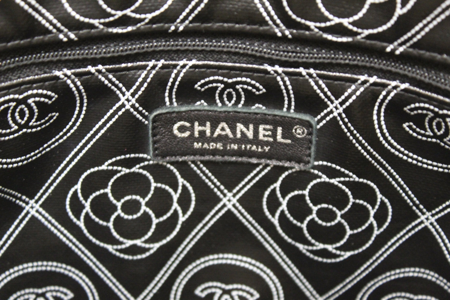Chanel Black and Beige Coated Canvas Camellia Flower Tote Bag