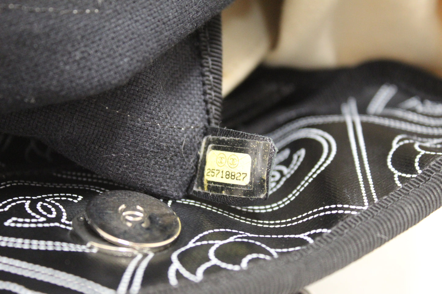 Chanel Black and Beige Coated Canvas Camellia Flower Tote Bag