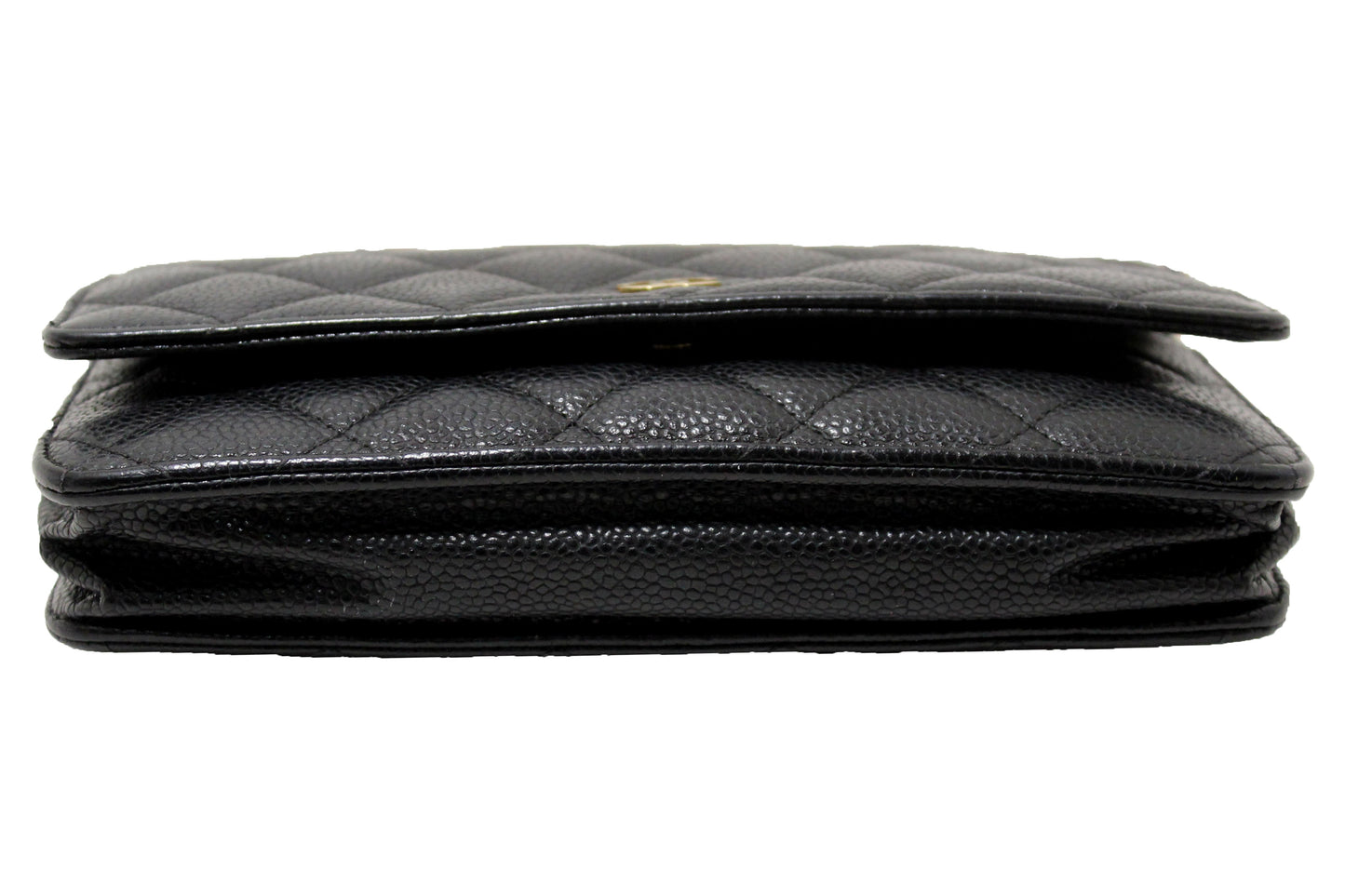 Chanel Black Quilted Caviar Leather Wallet On Chain WOC Messenger Bag