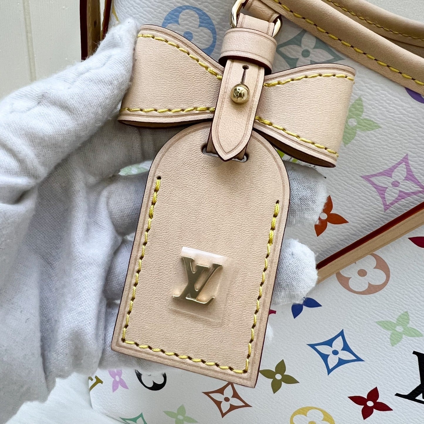 LV Louis Vuitton x Takashi Murakami Carryall PM in Multicolore Blanc Monogram Canvas and GHW