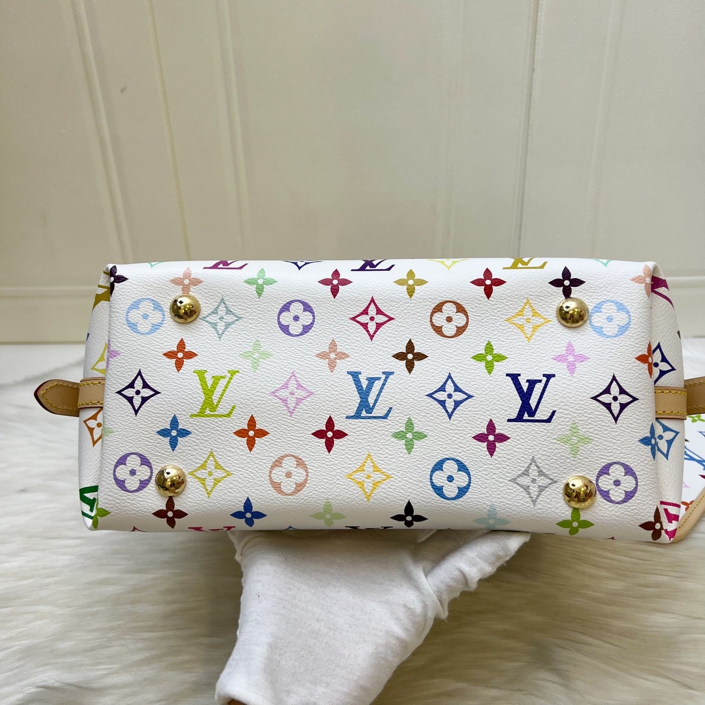LV Louis Vuitton x Takashi Murakami Carryall PM in Multicolore Blanc Monogram Canvas and GHW