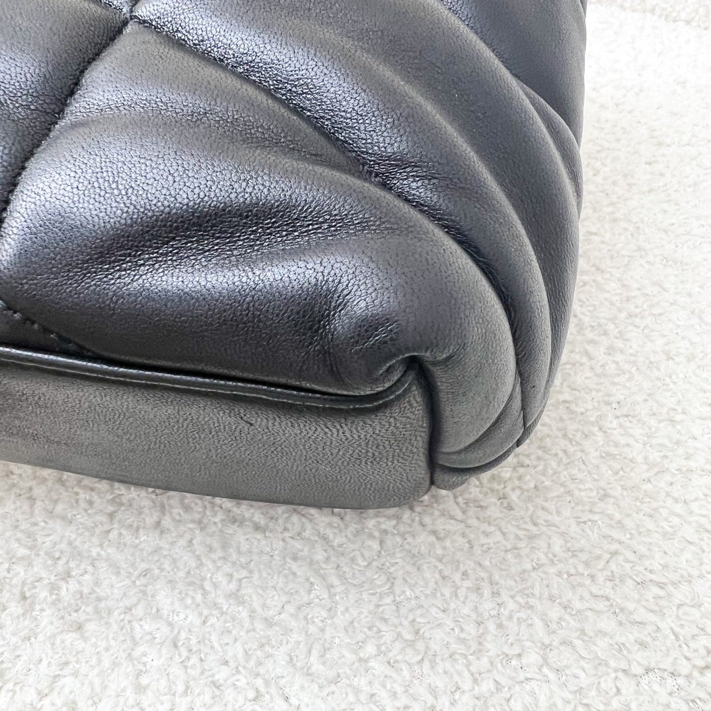 Saint Laurent YSL Small Loulou Puffer Flap Bag in Black Lambskin and PHW
