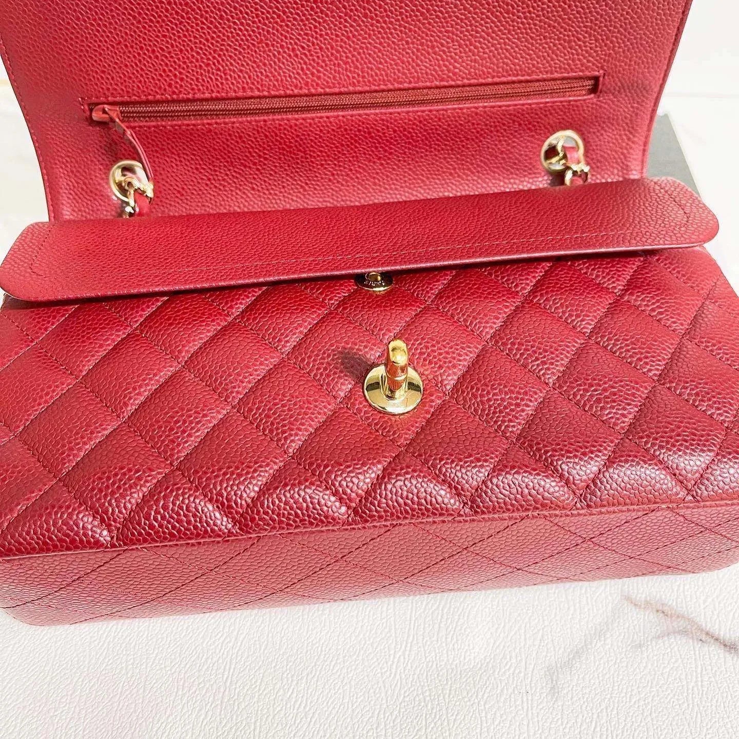 Chanel Medium Classic Flap in Cherry Red Caviar AGHW