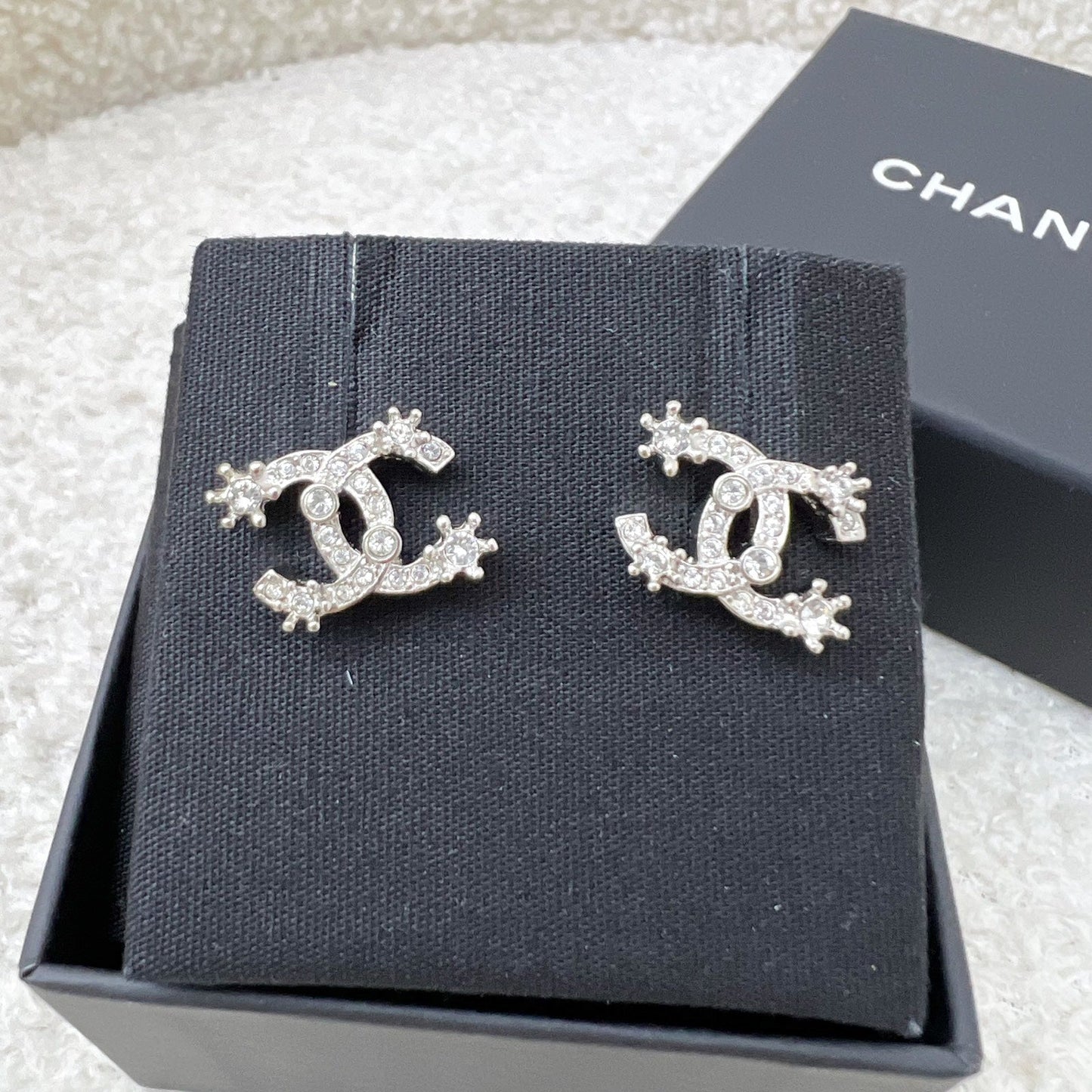Chanel 23P CC Logo Earrings with Crystal