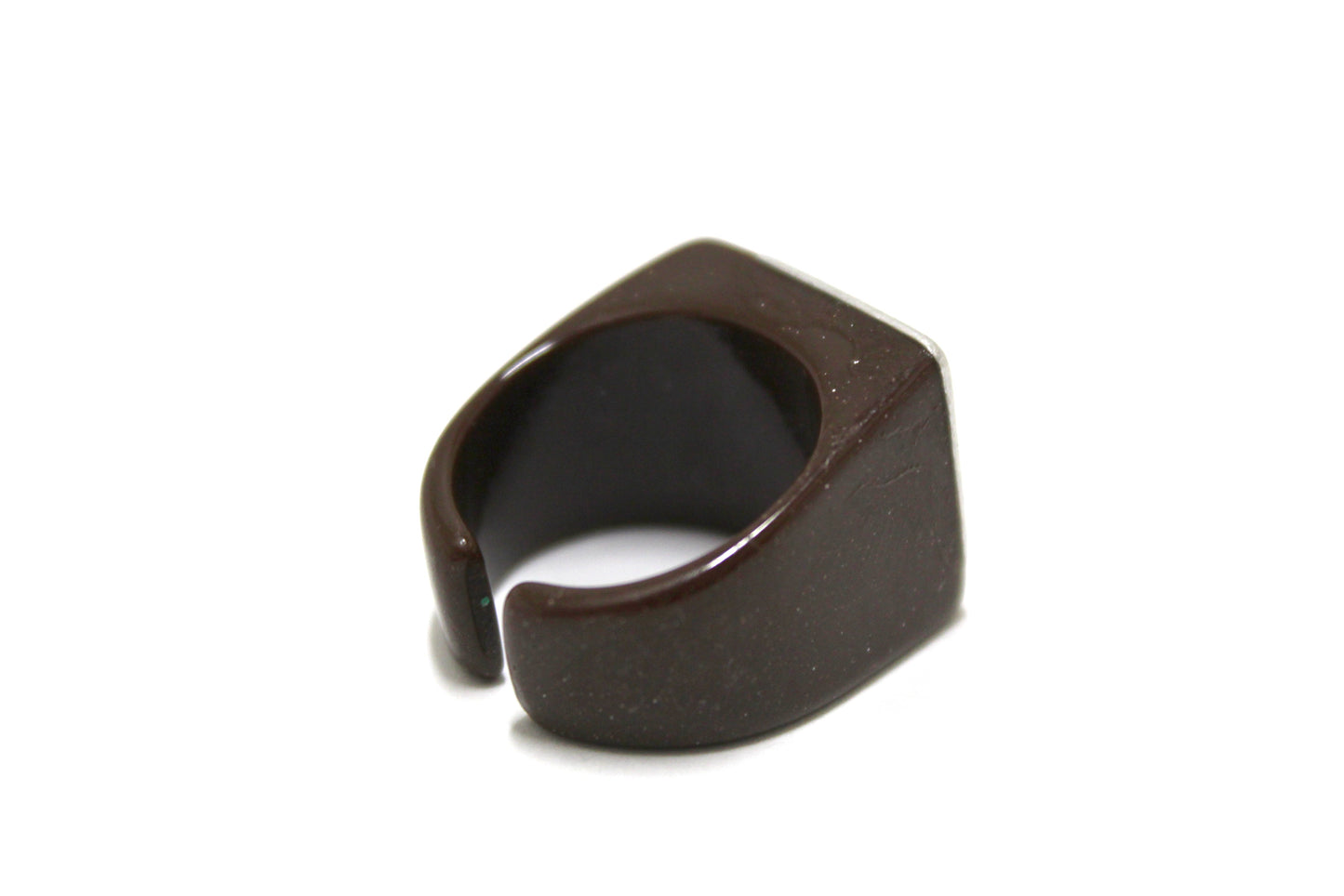 Vintage Chanel Brown Spackles CC Square Plastic Open Ring Size 6