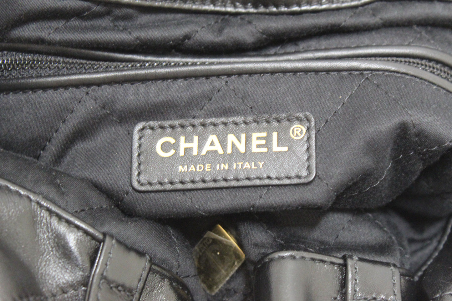 Chanel Black Chanel 22 Calfskin Leather Drawstring Chain Backpack