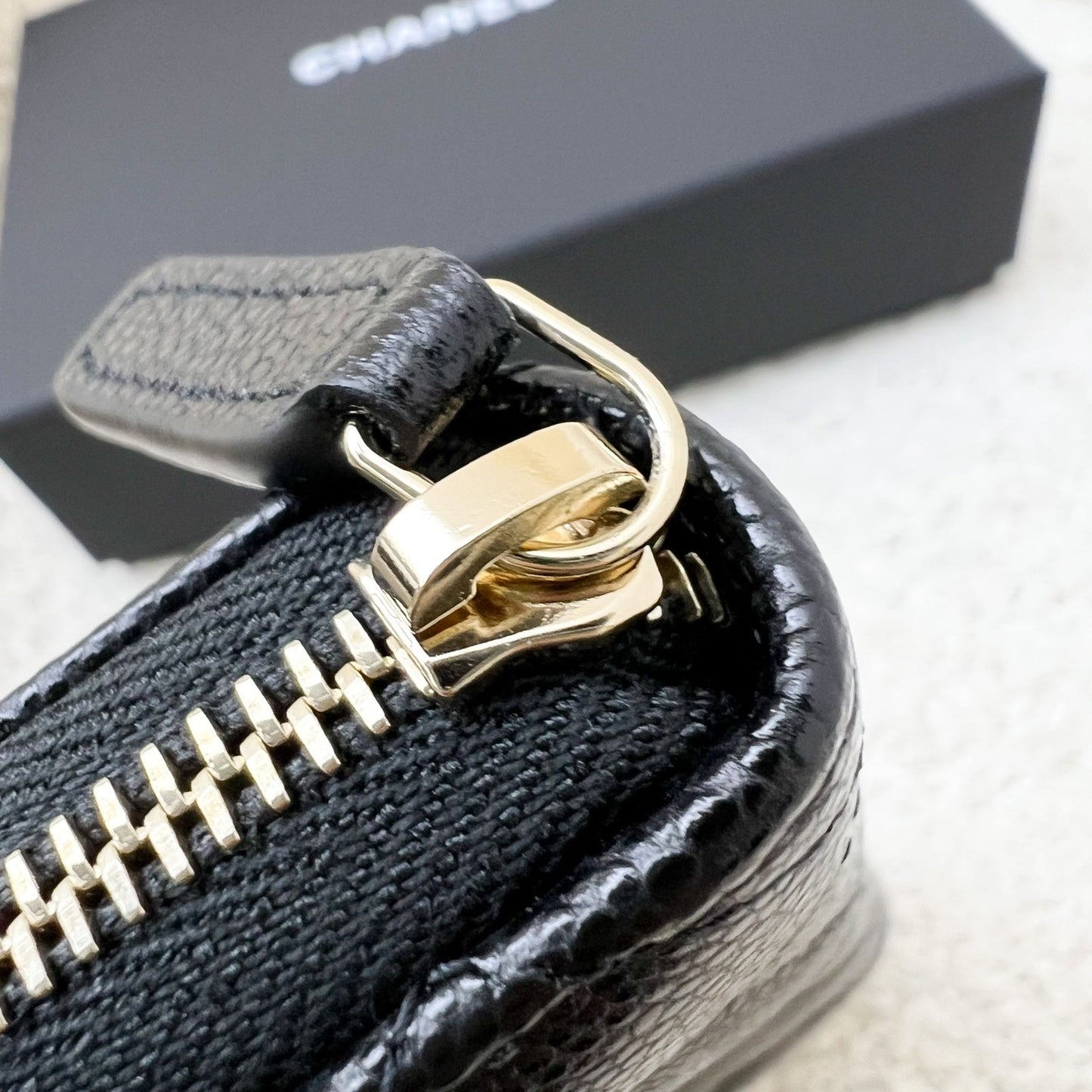 Chanel 25C New Zipped Small Wallet / Card Holder in Black Caviar and LGHW (Model: AP3686)