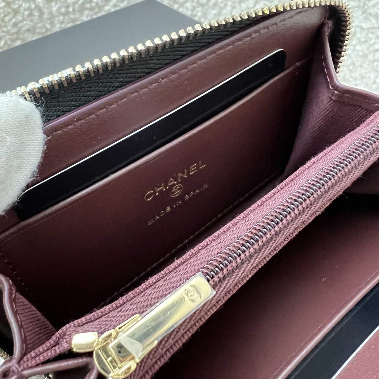 Chanel 25C New Zipped Small Wallet / Card Holder in Black Caviar and LGHW (Model: AP3686)