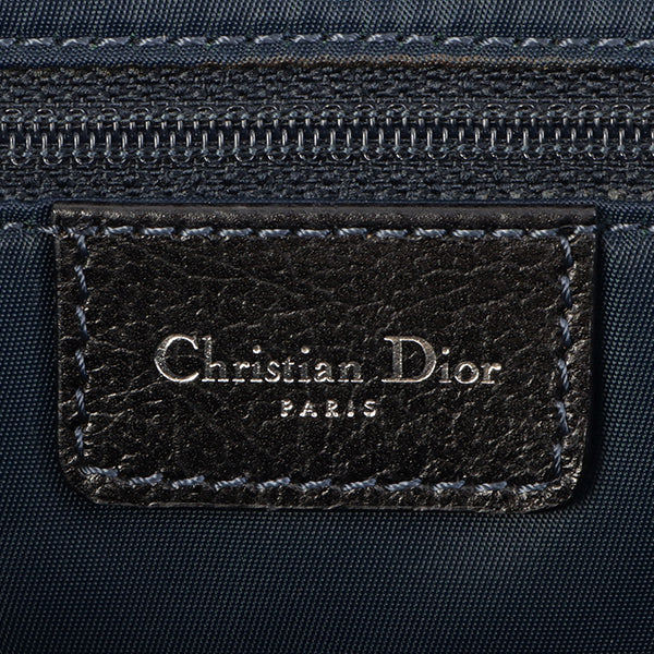 CHRISTIAN DIOR Flightline Denim Trotter Pattern Logo Plate Tote Bag Indigo/Orange