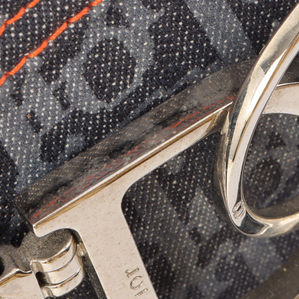 CHRISTIAN DIOR Flightline Denim Trotter Pattern Logo Plate Tote Bag Indigo/Orange