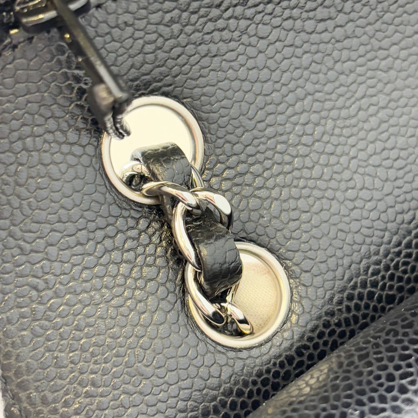 Chanel Medium Classic Flap CF in Black Caviar and SHW (Model: A01112)