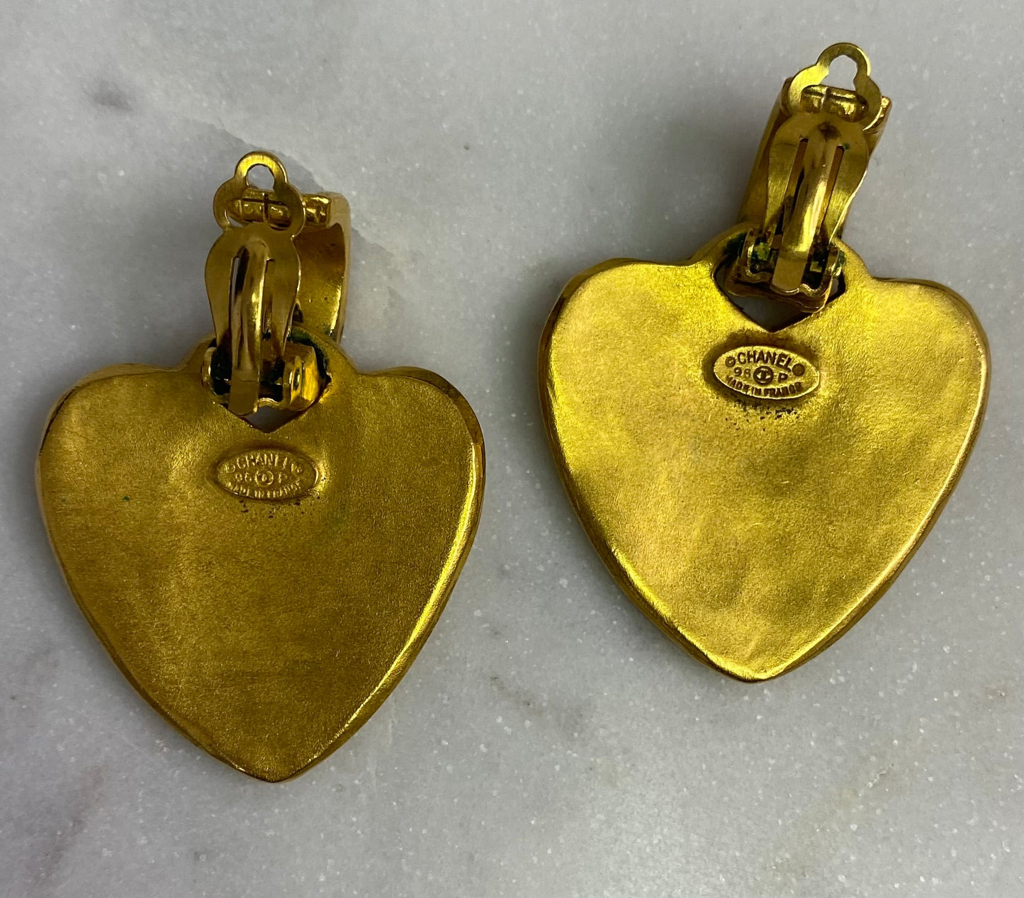 Vintage Chanel Heart-Shaped Earrings 24k Gold Plated