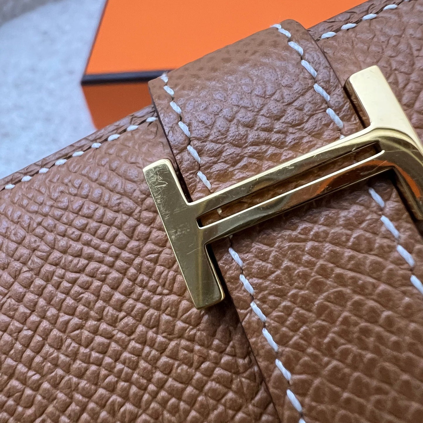 Hermes Bearn Compact Bifold Wallet in Gold Epsom Leather and GHW