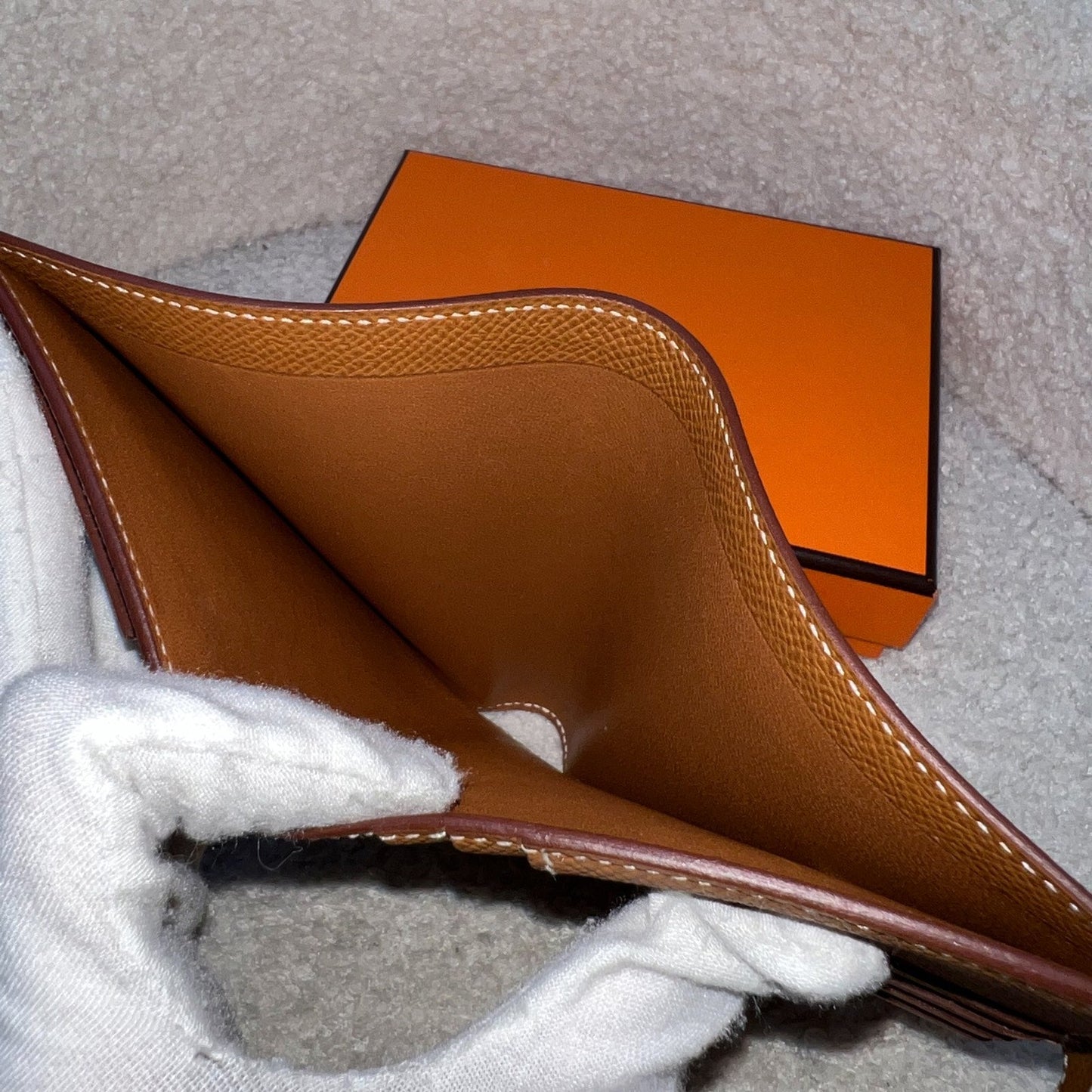 Hermes Bearn Compact Bifold Wallet in Gold Epsom Leather and GHW