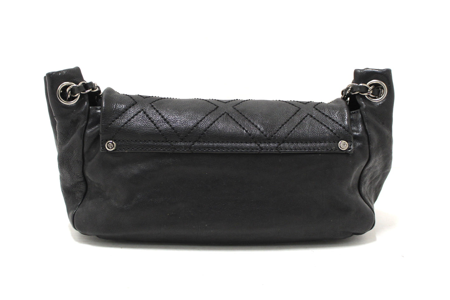 Chanel Black Diamond Stitch Accordion Flap Shoulder Bag