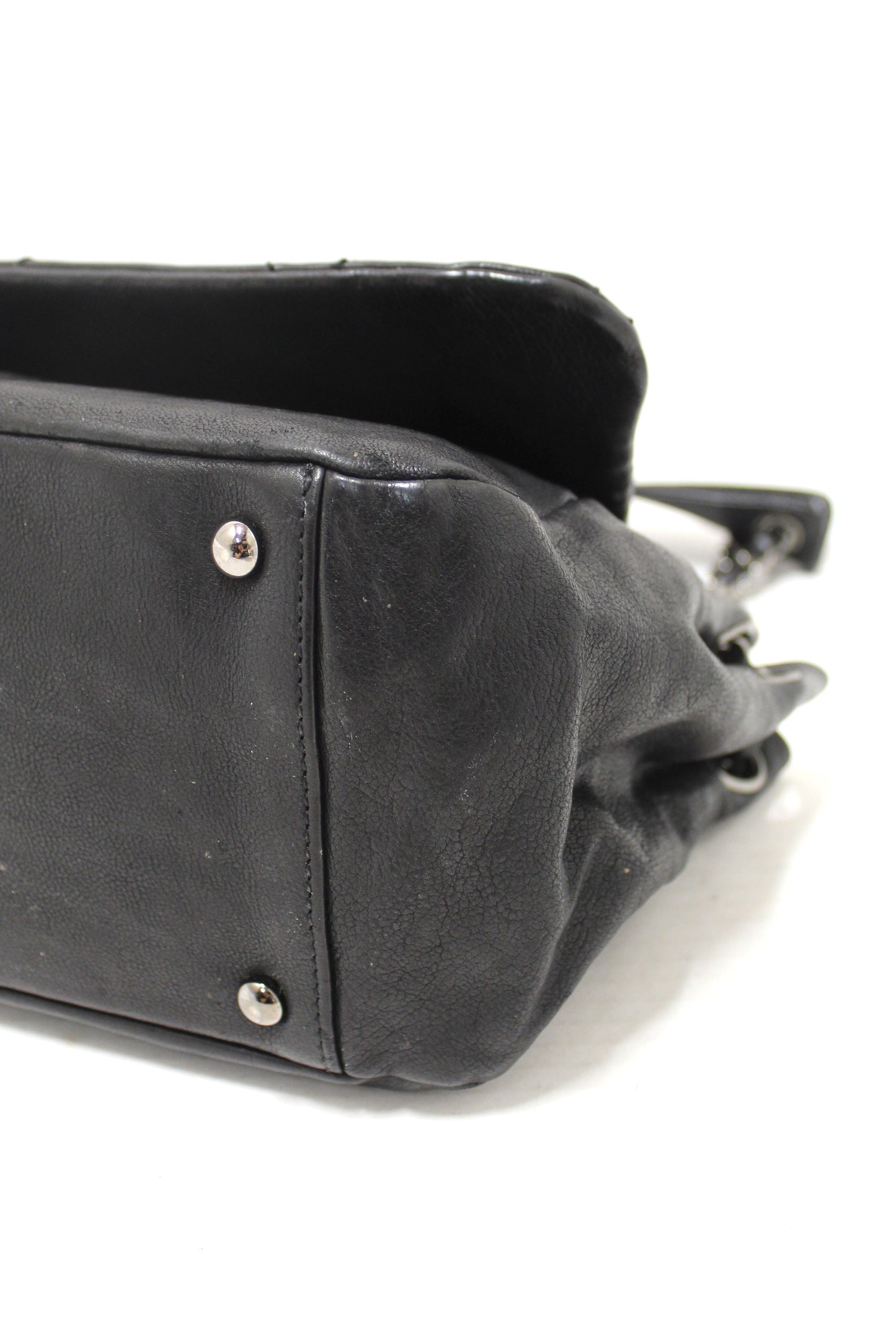 Chanel Black Diamond Stitch Accordion Flap Shoulder Bag