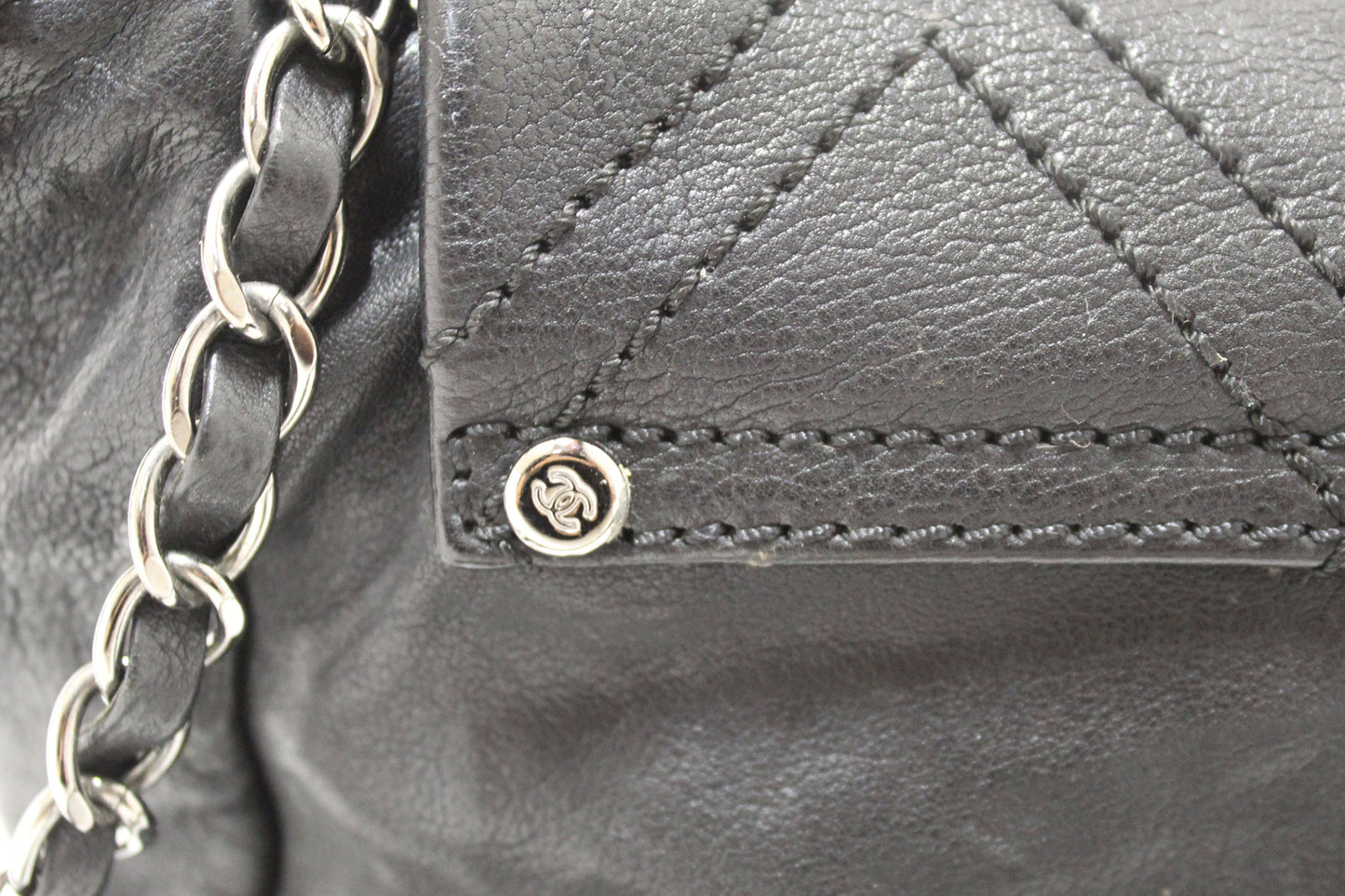 Chanel Black Diamond Stitch Accordion Flap Shoulder Bag