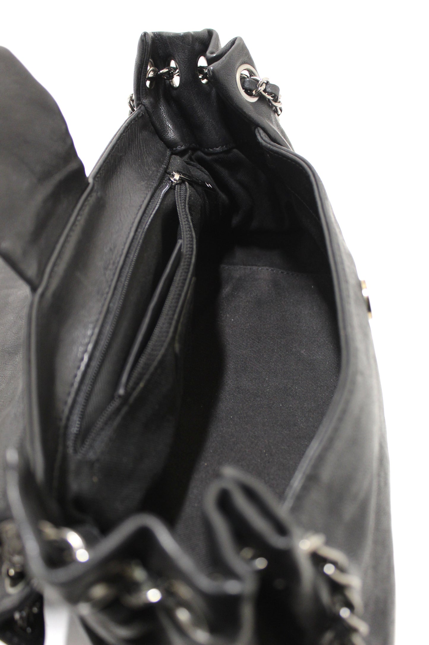 Chanel Black Diamond Stitch Accordion Flap Shoulder Bag