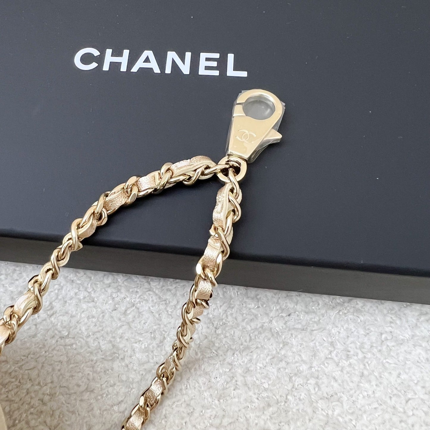 Chanel 2024 VIP Gift Round Pouch and Airpods Holder Bag Charm in Metallic Gold Lambskin and LGHW