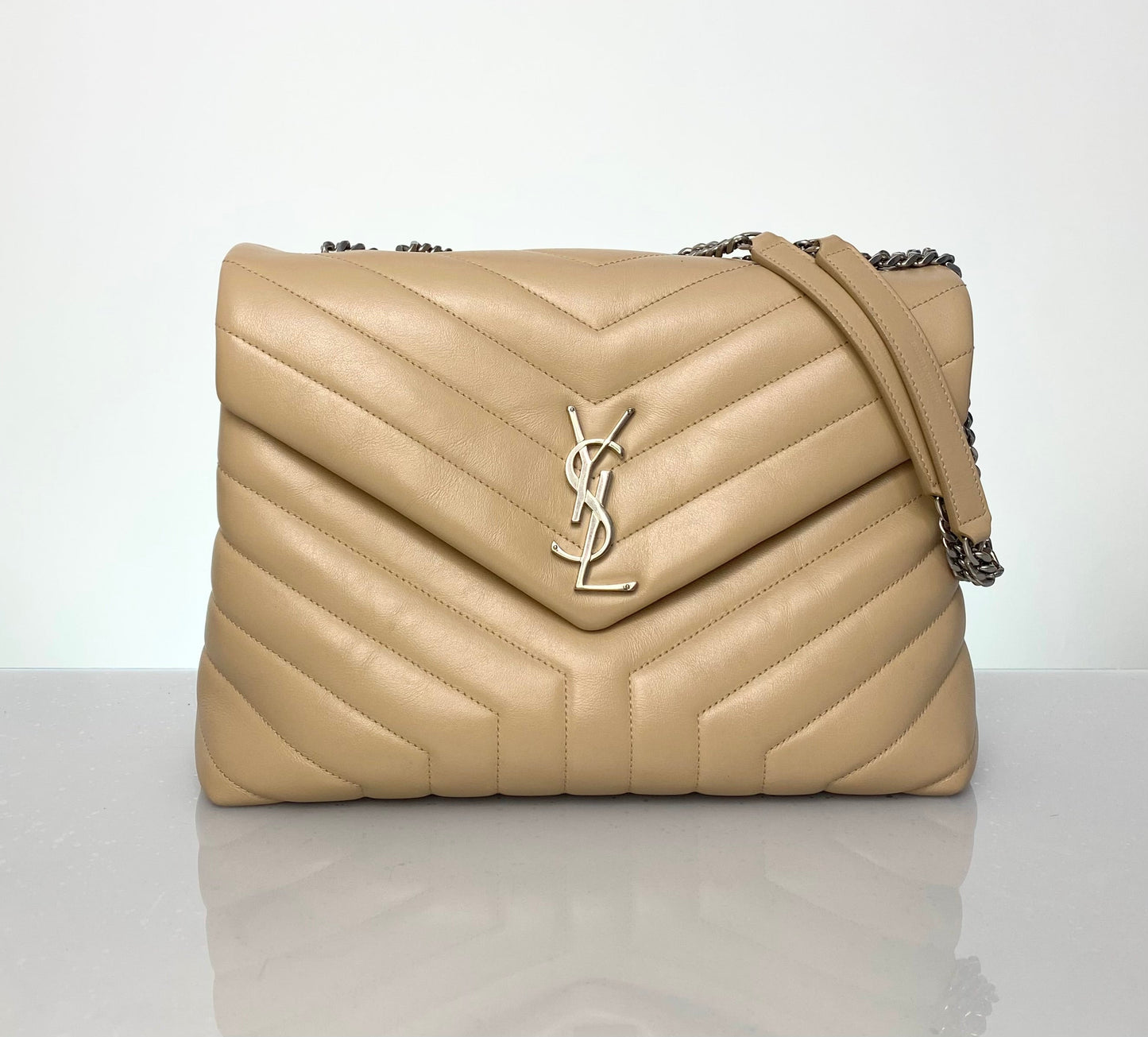 Preloved Saint Laurent Leather LouLou Medium Beige