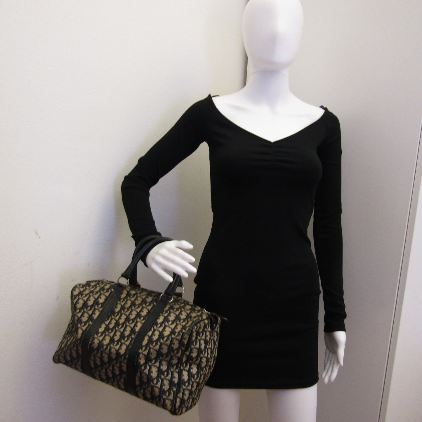 CHRISTIAN DIOR Bowling Handbag in Blue Fabric