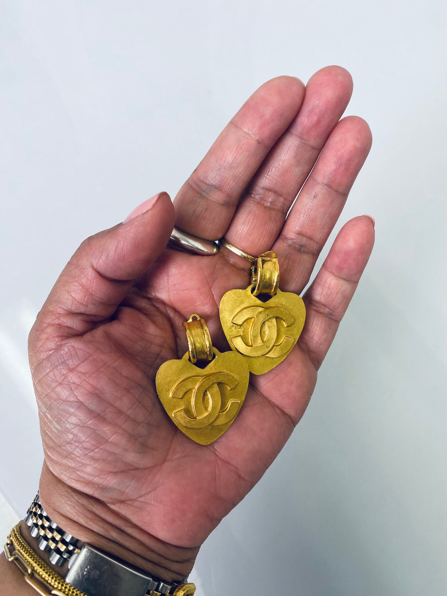 Vintage Chanel Heart-Shaped Earrings 24k Gold Plated