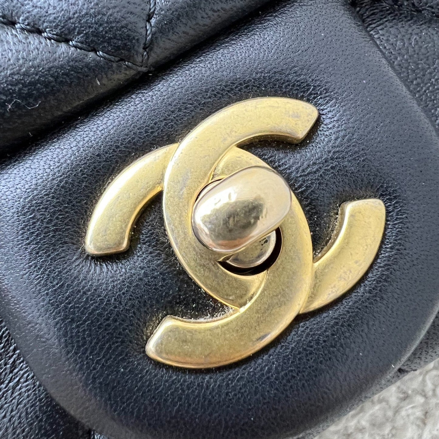 Chanel Pearl Crush Square Mini Flap in Black Lambskin and AGHW (Model: AS1786)