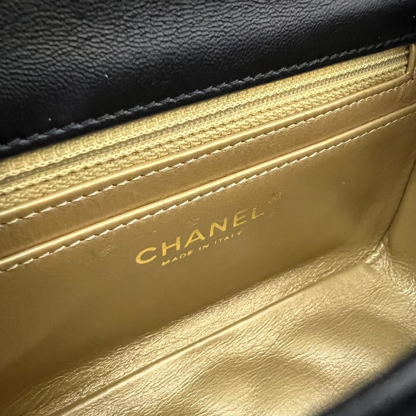 Chanel Pearl Crush Square Mini Flap in Black Lambskin and AGHW (Model: AS1786)