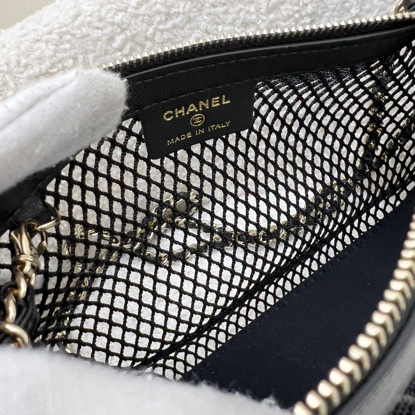 Chanel 25S Clutch on Chain in Black Mesh and LGHW