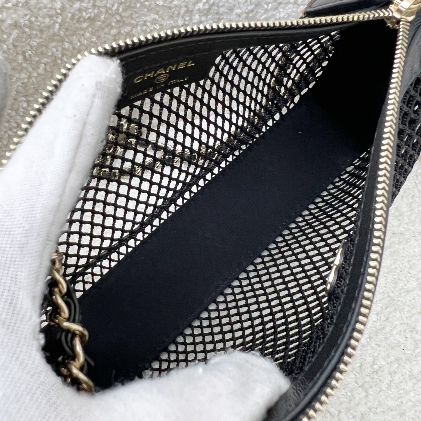 Chanel 25S Clutch on Chain in Black Mesh and LGHW