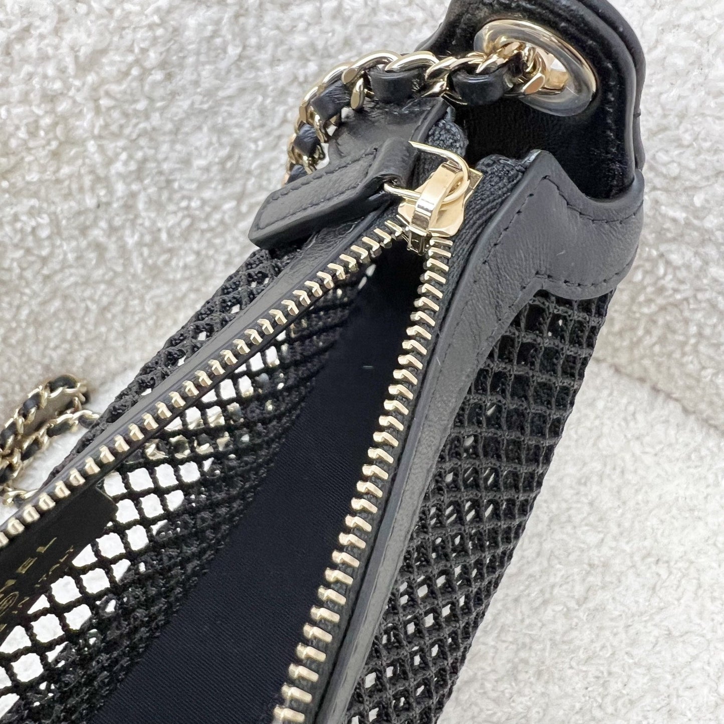Chanel 25S Clutch on Chain in Black Mesh and LGHW