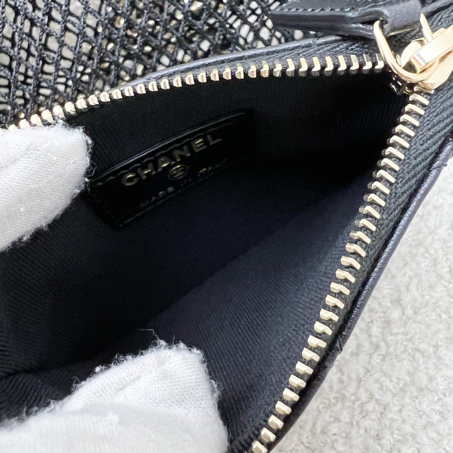 Chanel 25S Clutch on Chain in Black Mesh and LGHW