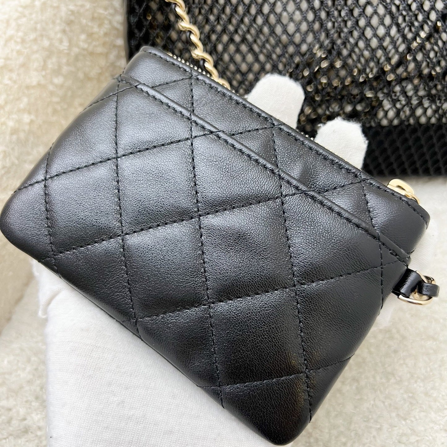 Chanel 25S Clutch on Chain in Black Mesh and LGHW