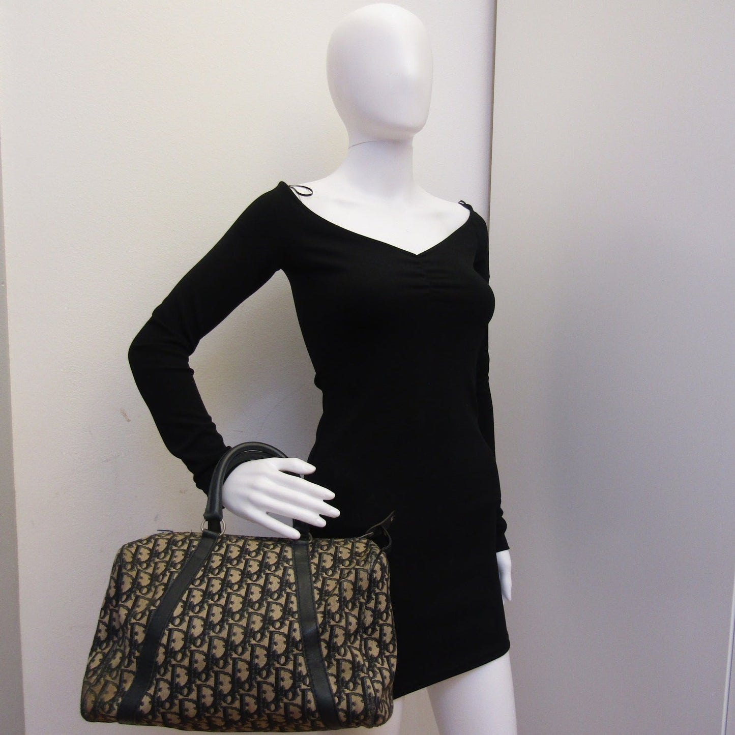 CHRISTIAN DIOR Bowling Handbag in Blue Fabric