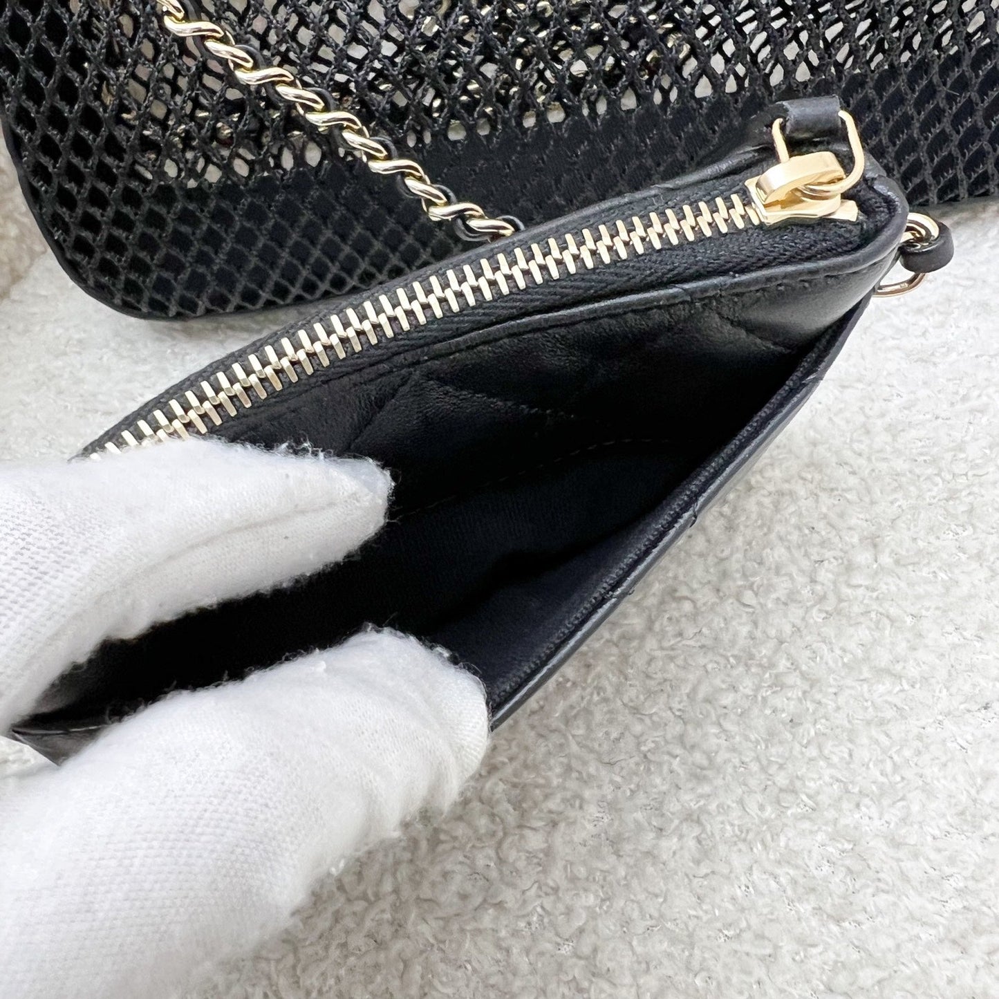 Chanel 25S Clutch on Chain in Black Mesh and LGHW