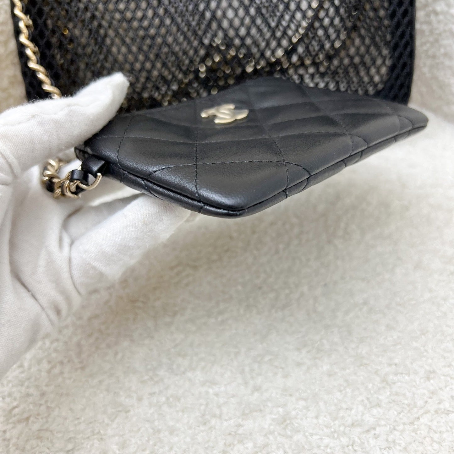 Chanel 25S Clutch on Chain in Black Mesh and LGHW