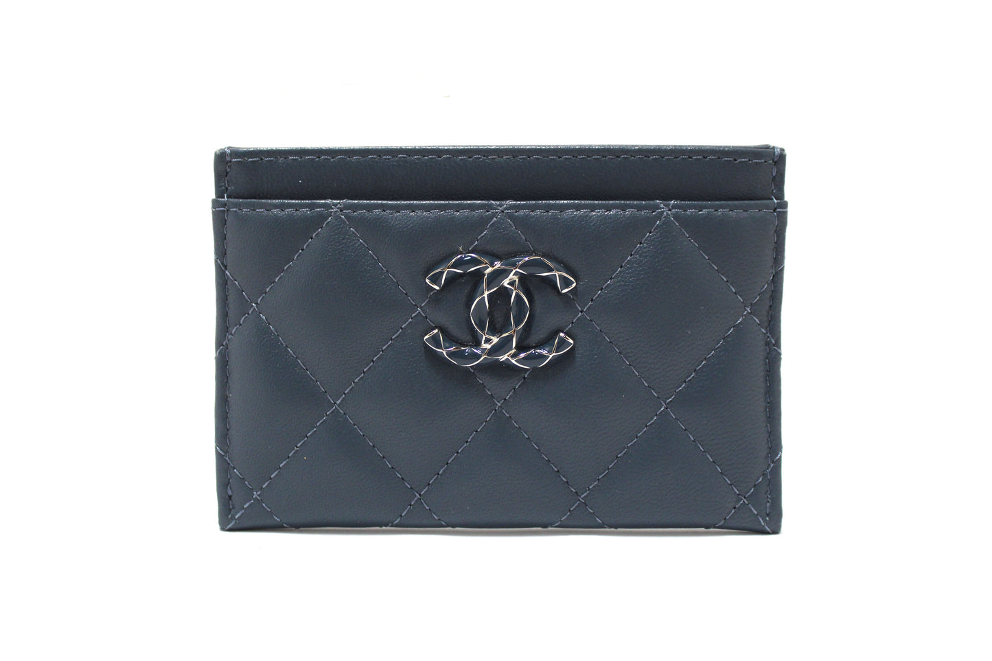 CHANEL Chanel Blue Quilted Lambskin Leather Card Holder | Havik Shop.com - Shop Now at Havik Shop.com