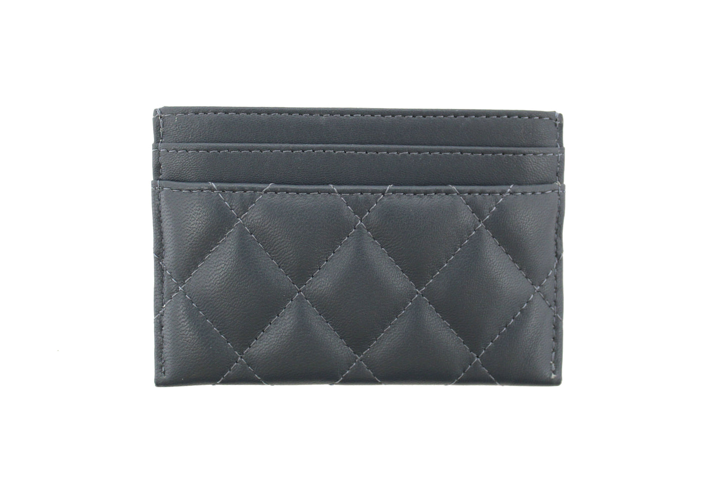 Chanel Blue Quilted Lambskin Leather Card Holder