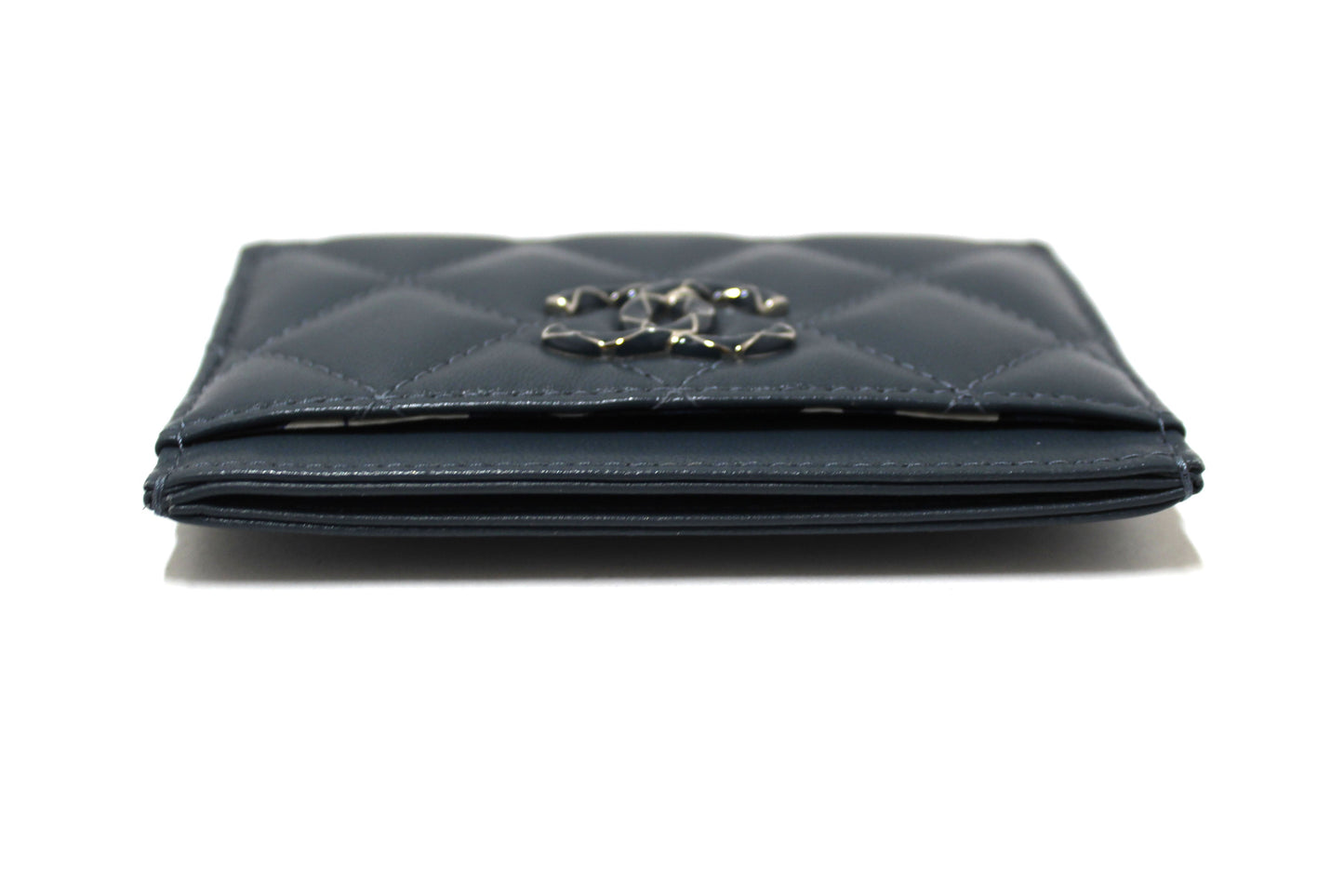 Chanel Blue Quilted Lambskin Leather Card Holder