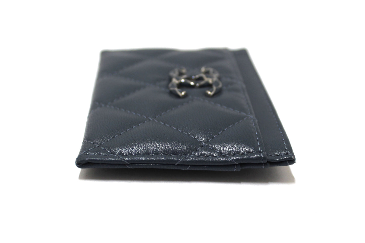 Chanel Blue Quilted Lambskin Leather Card Holder