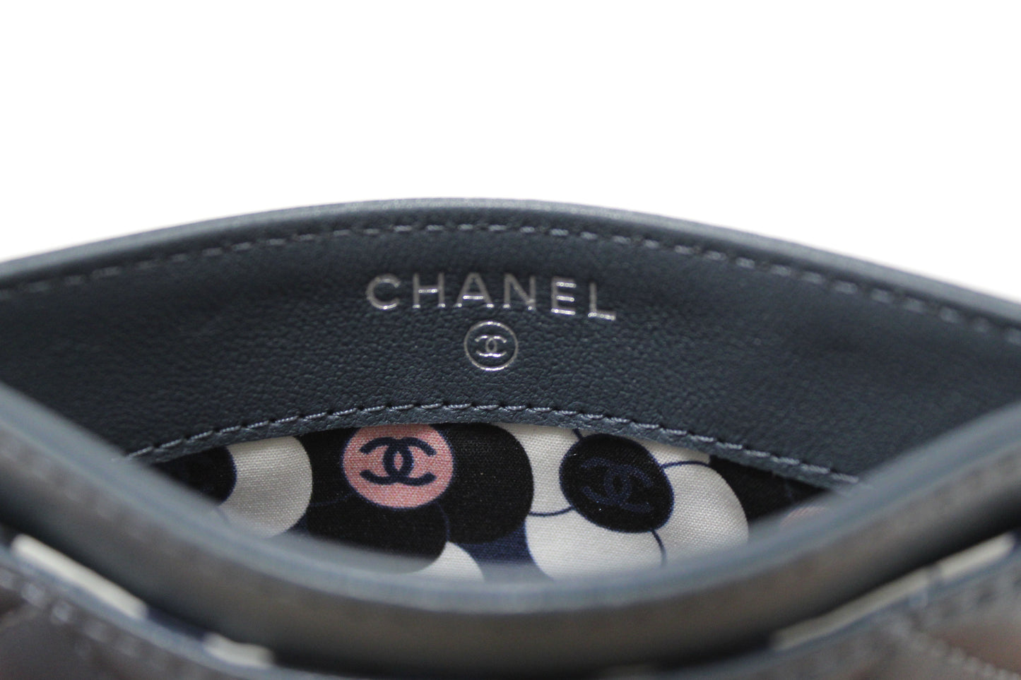 Chanel Blue Quilted Lambskin Leather Card Holder