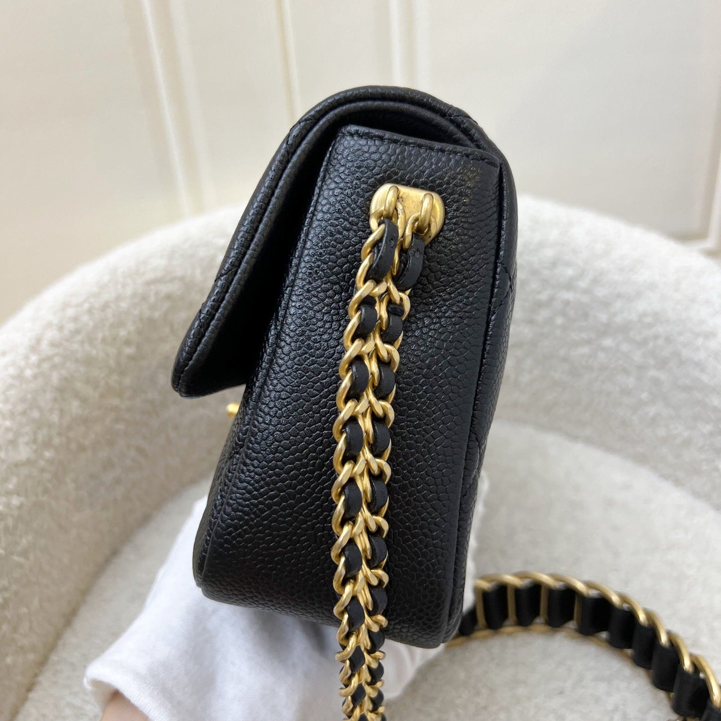 Chanel 21A Medallion Small Flap in Black Caviar and AGHW (Model: AS2528)