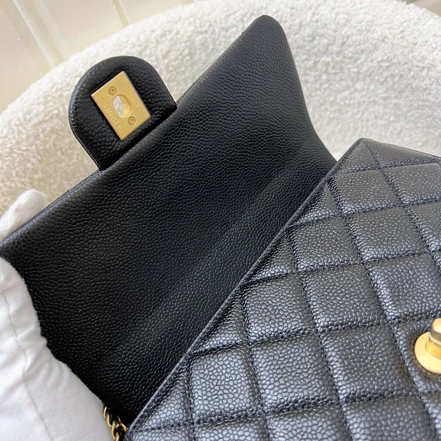 Chanel 21A Medallion Small Flap in Black Caviar and AGHW (Model: AS2528)