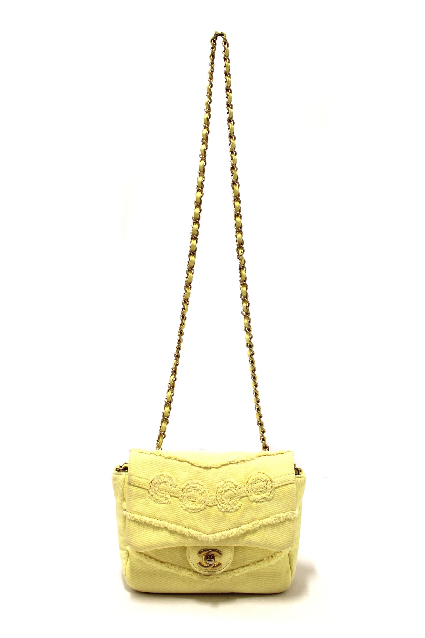 Chanel Yellow Denim CoCo Flap Messenger Bag