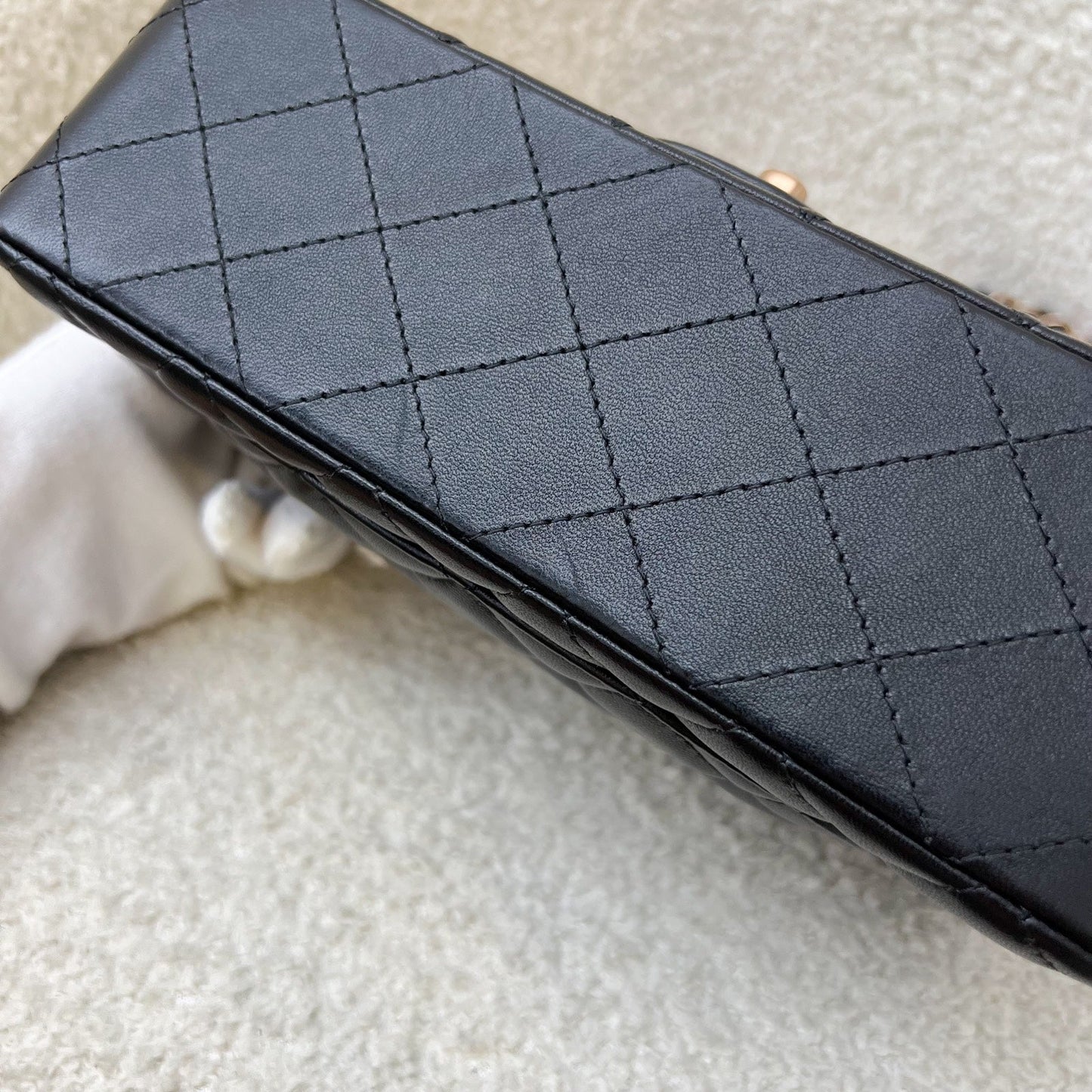 Chanel Mini Rectangle Classic Flap in Black Lambskin and Rose Gold HW