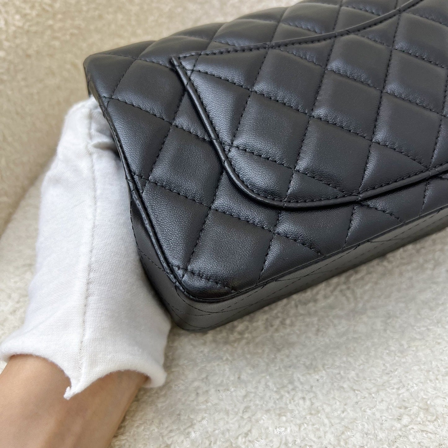 Chanel Mini Rectangle Classic Flap in Black Lambskin and Rose Gold HW