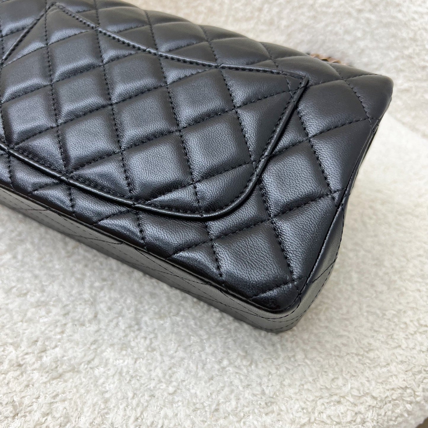 Chanel Mini Rectangle Classic Flap in Black Lambskin and Rose Gold HW