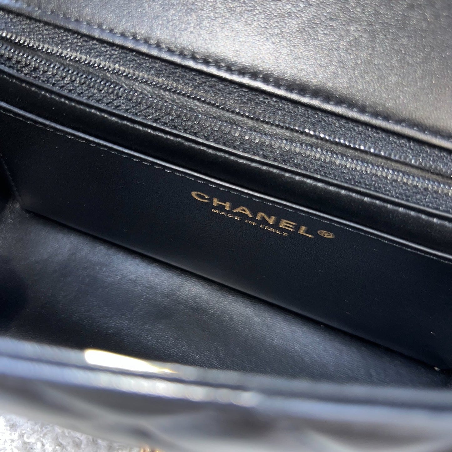 Chanel Mini Rectangle Classic Flap in Black Lambskin and Rose Gold HW