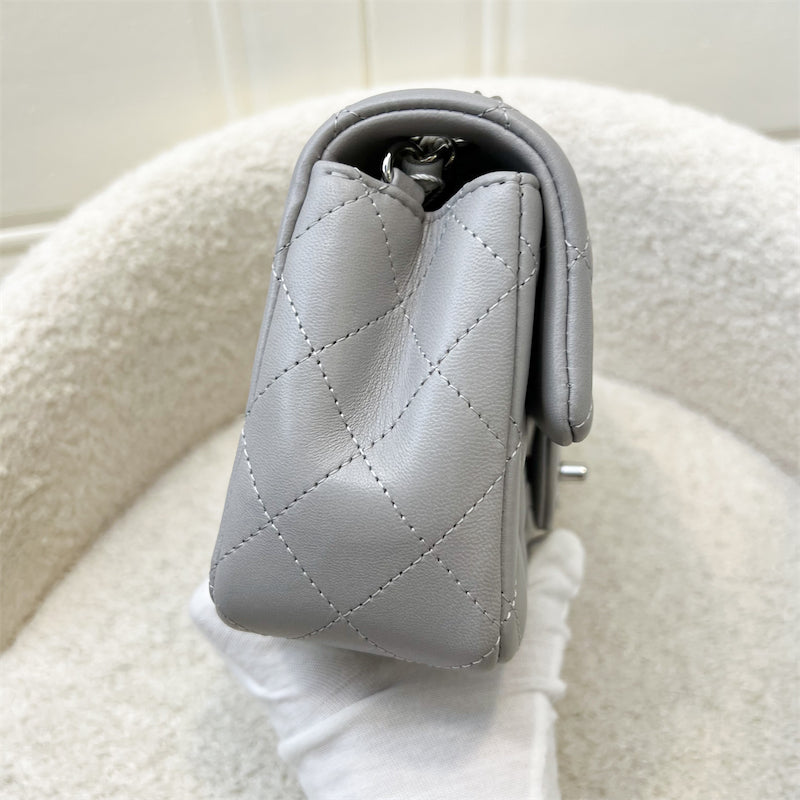 Chanel Mini Rectangle Flap in Grey Lambskin SHW