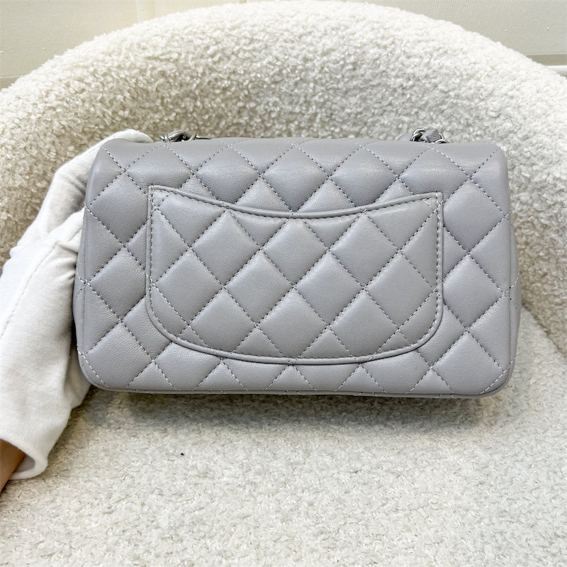 Chanel Mini Rectangle Flap in Grey Lambskin SHW